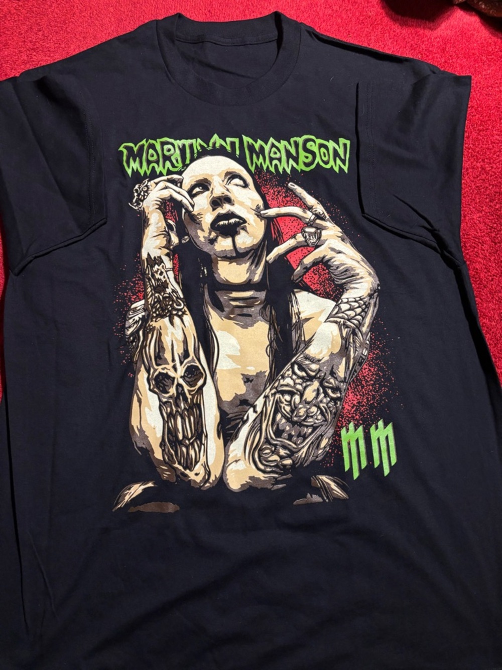 Marilyn Manson Graphic Men's Black T-Shirt - Band Logo Size 2X